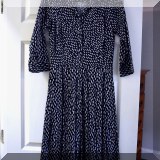 H42. Samantha Sung London navy and tan long sleeve shirt dress. Size 4 - $150